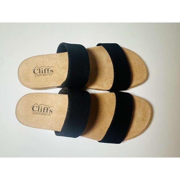 Cliffs White Mountain Tahlie Black Slip‎ On Two Strap Comfort Sandal Women's 7.5 - Picture 6 of 8